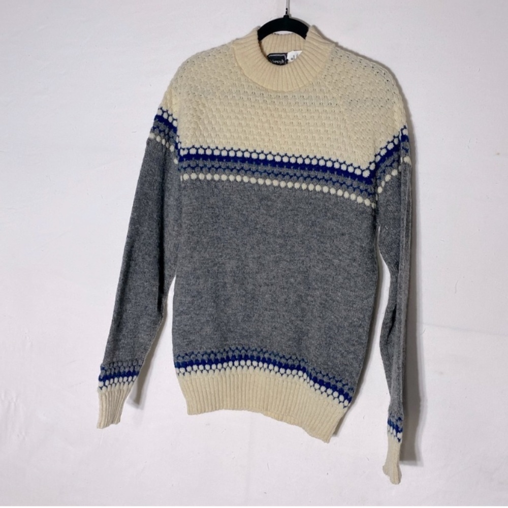 Vintage Norvyk Textured Knit Wool Crew Neck Sweater M